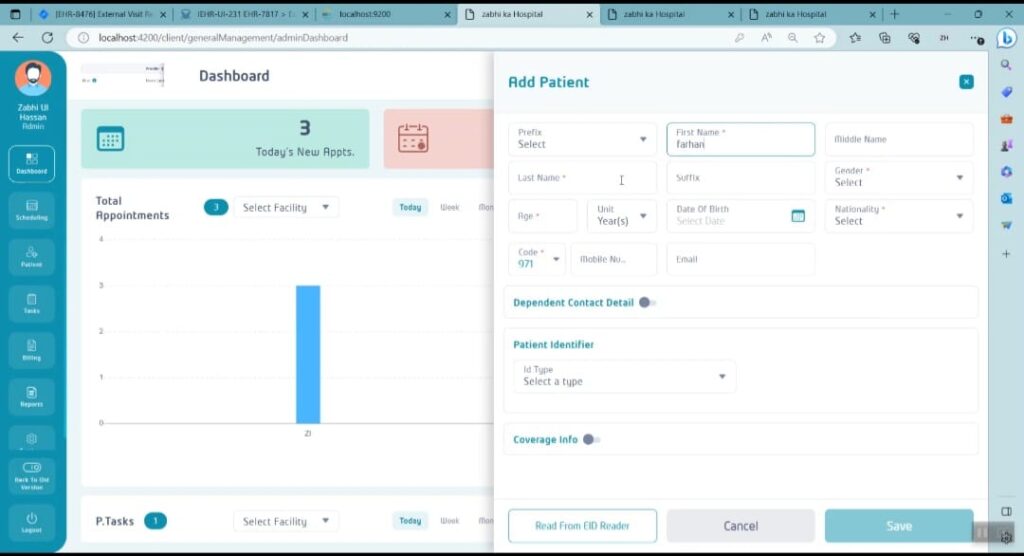 Add Patient Dashboard